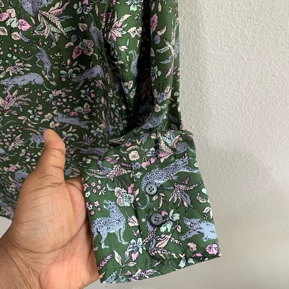 SOLD J.CREW COLLECTION Silk Shirt Jungle Cat Print - Picture 7 of 9